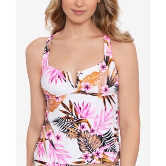 Salt + Cove Tropic Time V-Wire Tankini Top Tropical Print Size S - Picture 1 of 11